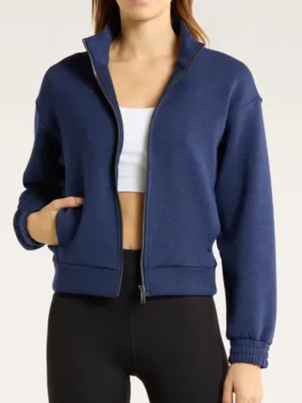 Spanx Brushed AirEssentials Jacket Heather Timeless Navy Size Medium